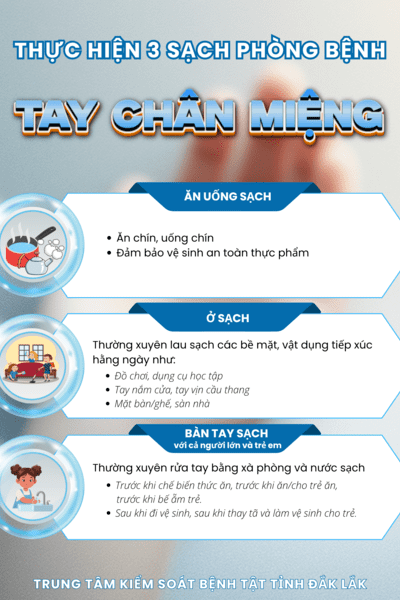 Thực hiện 3 sạch phòng bệnh Tay chân miệng